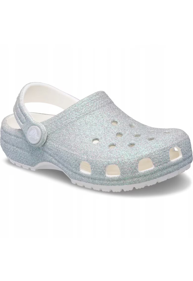 Crocs Saboti Copii - Classic Iridescent Glitter Clog - Alb - Alb