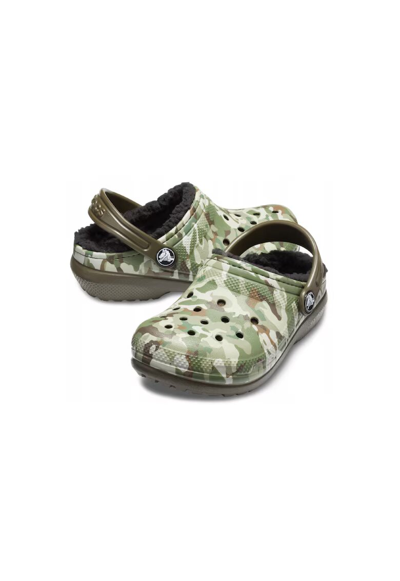 Crocs Saboti cu blana copii - ™ Classic Lined Clog - Spuma Croslite™ - Verde inchis