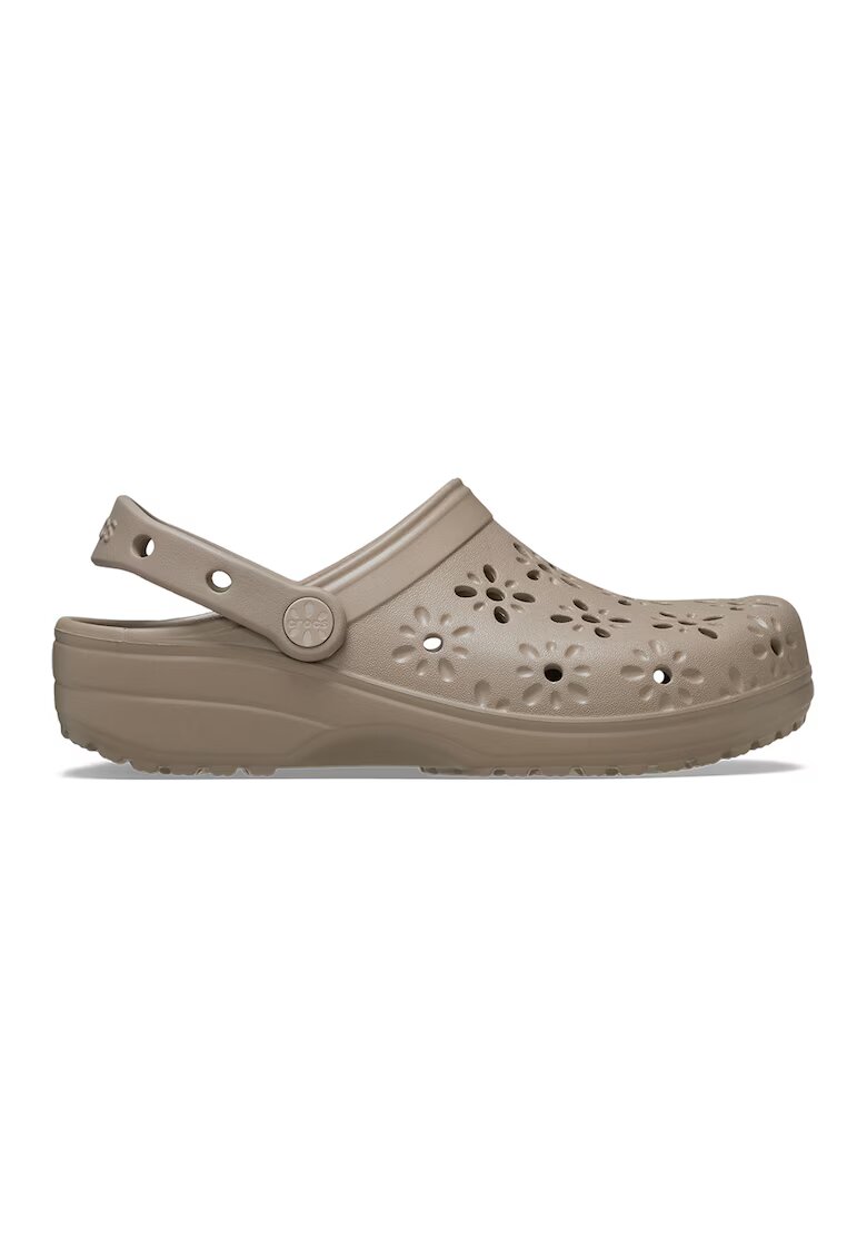 Crocs Saboti cu decupaje florale - Maro taupe
