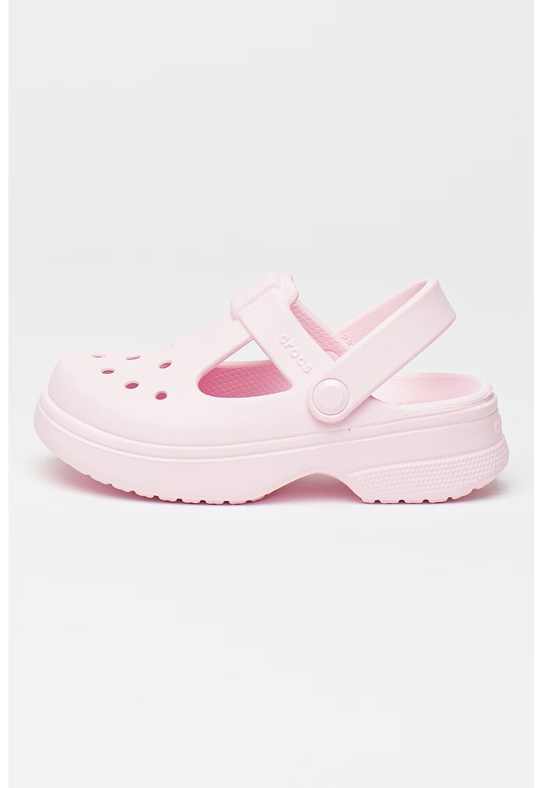 Crocs Saboti cu logo in relief - Roz pal