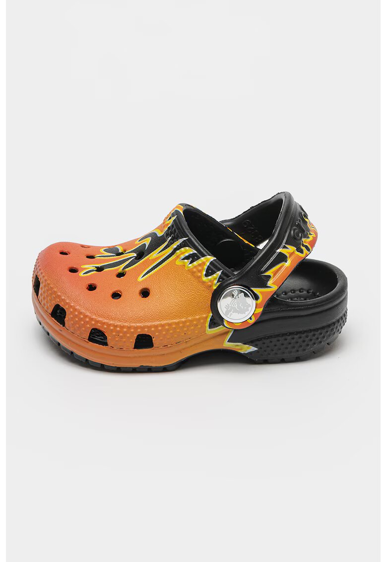 Crocs Saboti cu model clasic si imprimeu flacari - Negru/Portocaliu stins