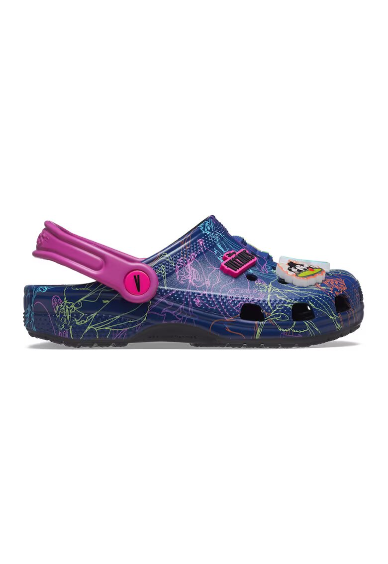 Crocs Saboti cu talismane - Fucsia/Albastru inchis