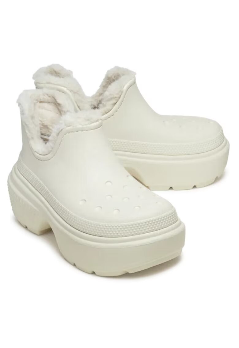 Crocs Saboti Izolati Platforma Femei - Stomp Lined Shorty Boot - Bej -