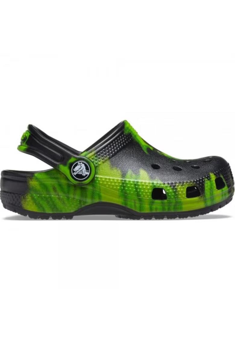 Crocs Saboti Kids' Classic Tie-Dye Graphic Clog - US Negru - Black/Lime Punch - Negru