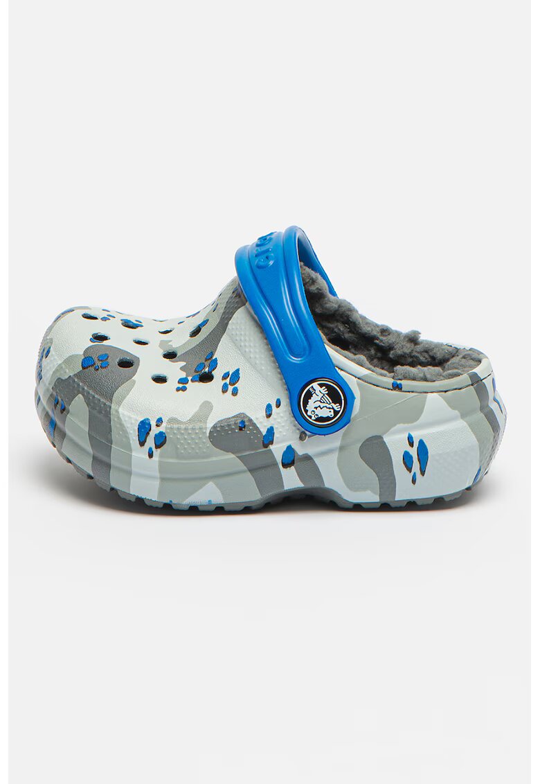 Crocs Saboti slingback cu captuseala din material teddy Classic Line - Gri/Albastru