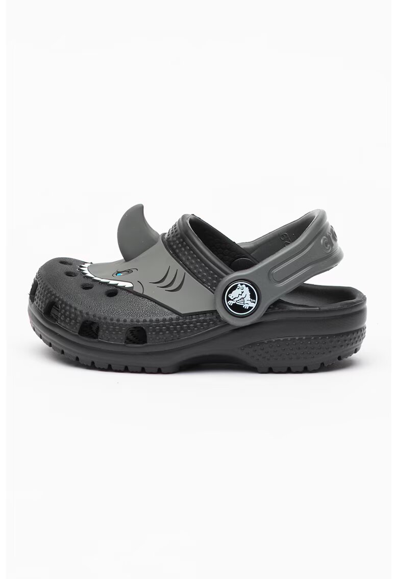 Crocs Saboti slingback cu design rechin Fun Lab - Negru/Gri