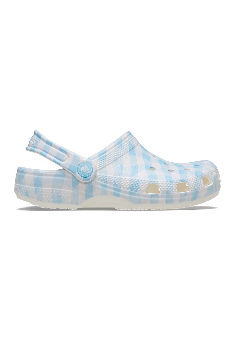 Crocs Saboti slingback cu imprimeu houndstooth Classic - Alb/Albastru glaciar