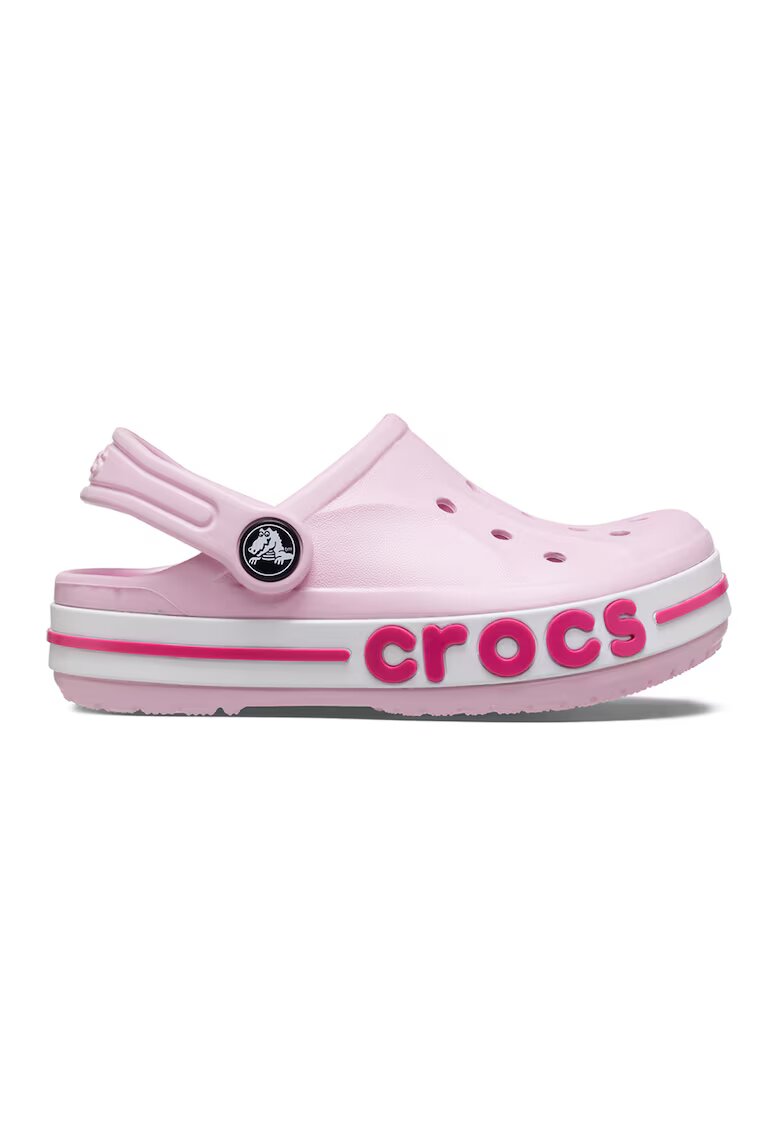 Crocs Saboti slingback cu logo in relief pe talpa - Alb/Roz pastel
