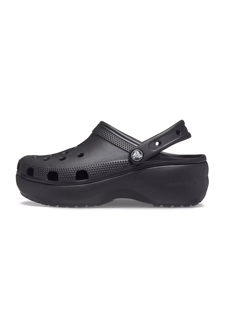 Crocs Saboti slingback cu model perforat si talpa flatform - Negru