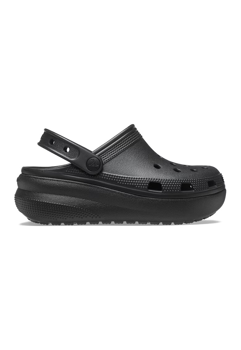 Crocs Saboti slingback cu talpa wedge si aspect perforat Cutie - Negru