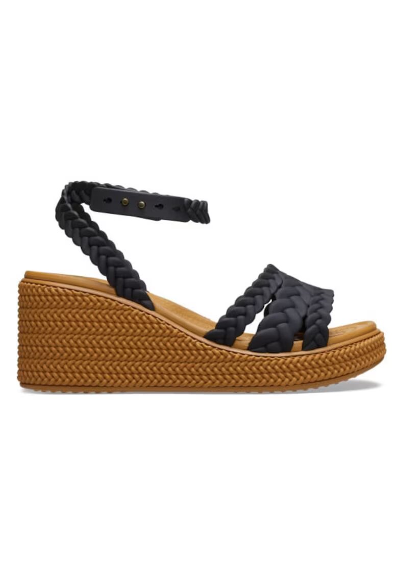 Crocs Sandale Brooklyn Woven Ankle Strap Wedge - Negru