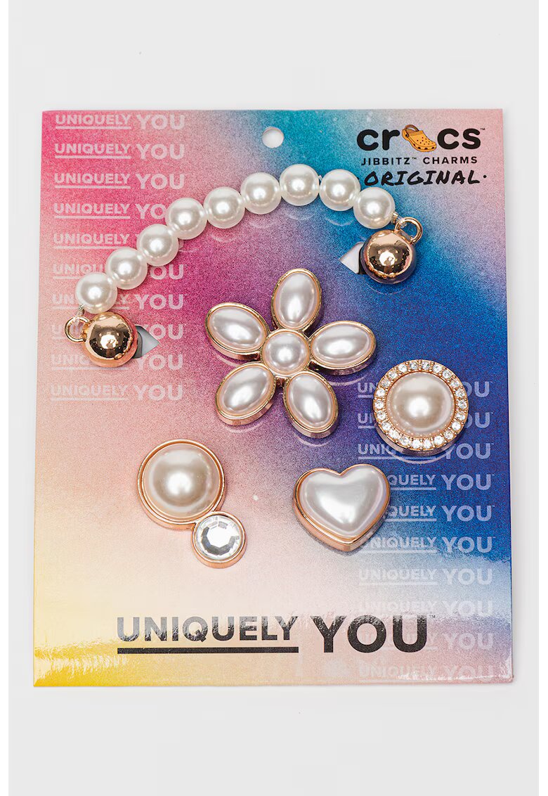Crocs Set de talisman cu perle sintetice - pentru saboti - 5 piese - Alb murdar
