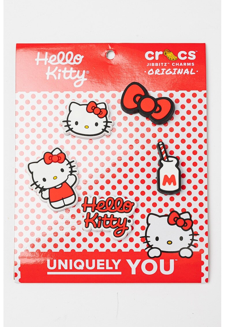 Crocs Set de talismane cu tematica Hello Kitty - pentru saboti Jibbitz - 5 piese - Rosu/Alb