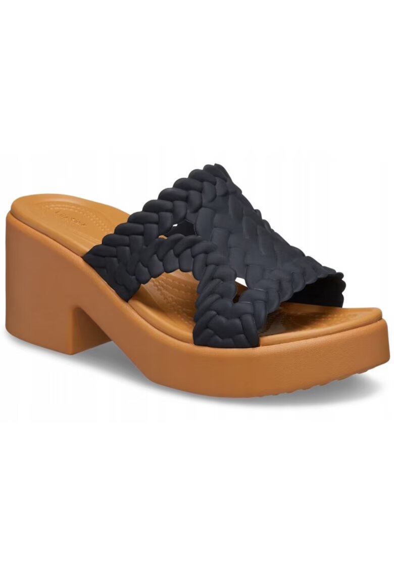 Crocs Slapi Coturn Femei - Brooklyn Woven Heel 209979 Slide - Negru - Negru