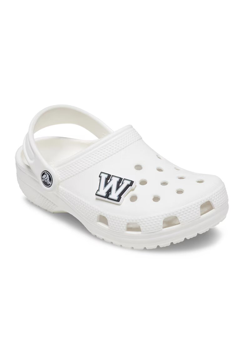 Crocs Talisman cu litera W Jibbitz™ - Alb/Negru/Gri cenusiu