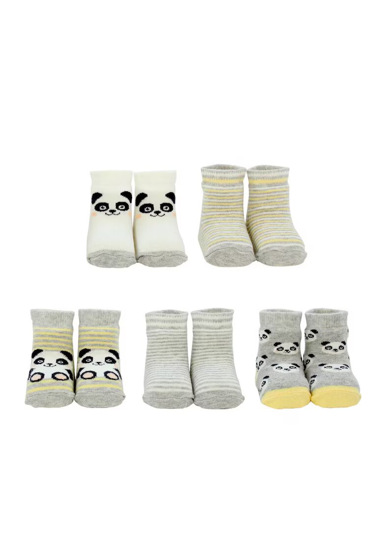 Cucamelon Set de sosete scurte cu model 17125 - 5 perechi - Gri/Galben