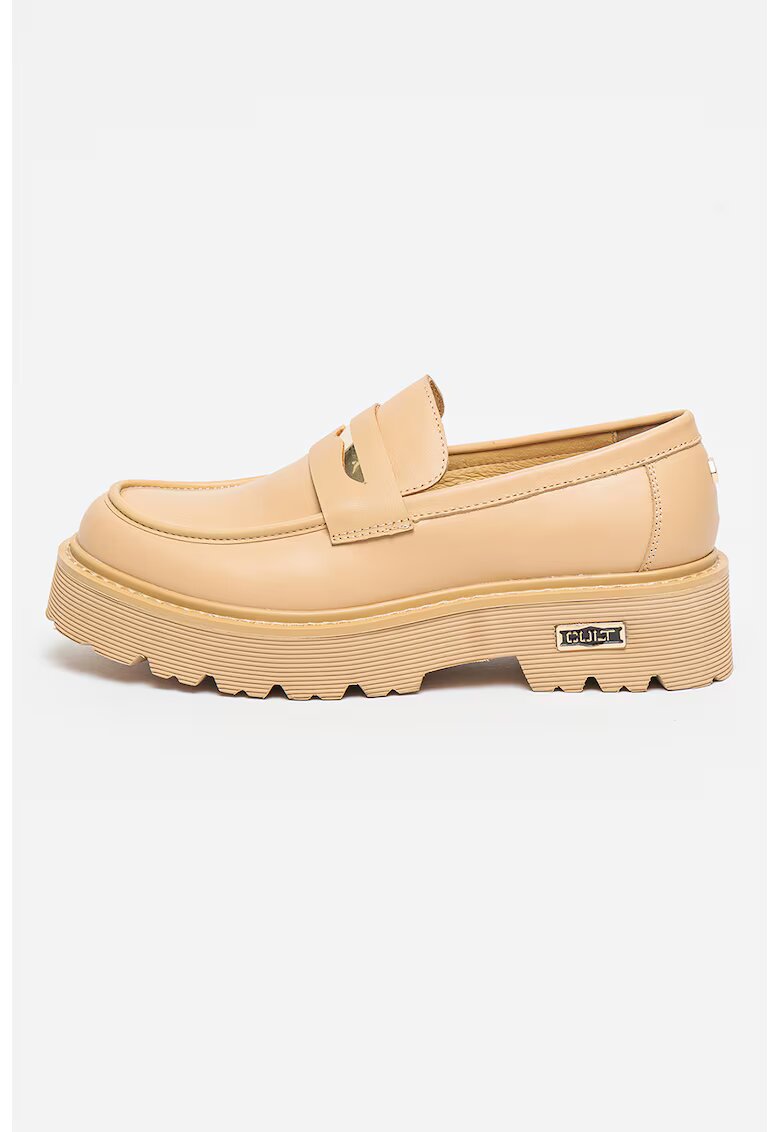 Cult Pantofi loafer din piele Slash - Maro nisip