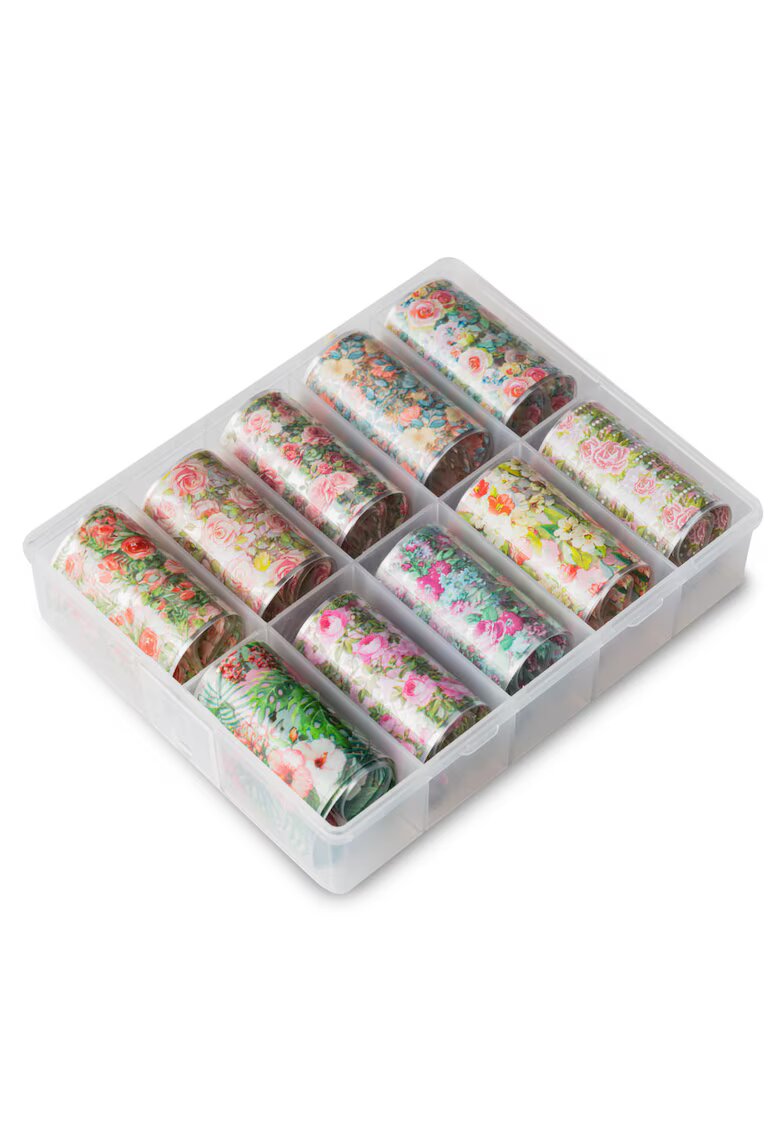Cupio Set folie de transfer 10 modele decoratiune unghii - multicolor - 4x100cm
