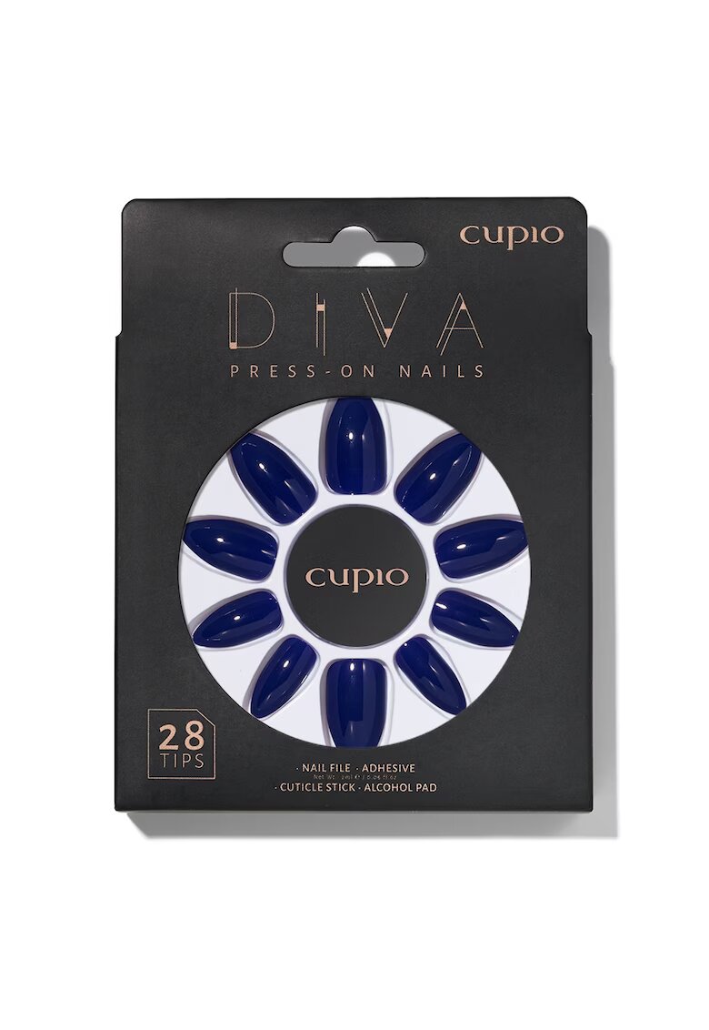 Cupio Set unghii false Diva - albastru - 28 tipsuri - pila - adeziv