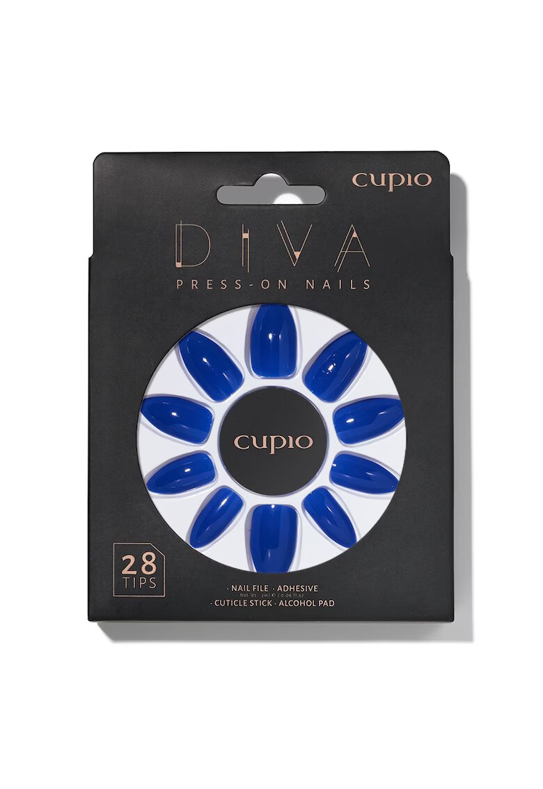 Cupio Set unghii false Diva - Albastru - 28 tipsuri - pila - adeziv