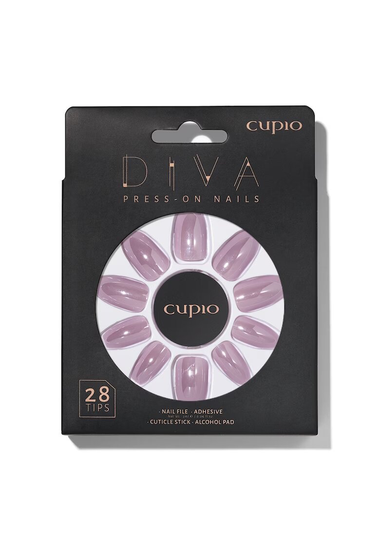 Cupio Set unghii false Diva Ballerina Mirror - 28 tipsuri - pila - adeziv - betisor pentru cuticule - multicolor