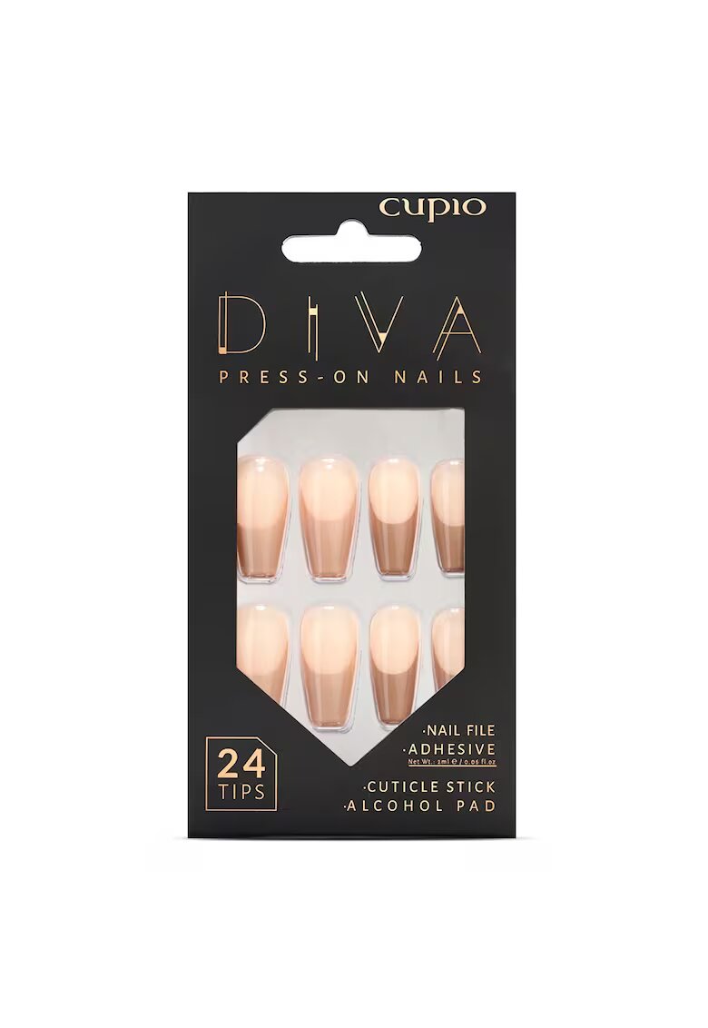 Cupio Set unghii false Diva - nude - 24 tipsuri - pila - adeziv