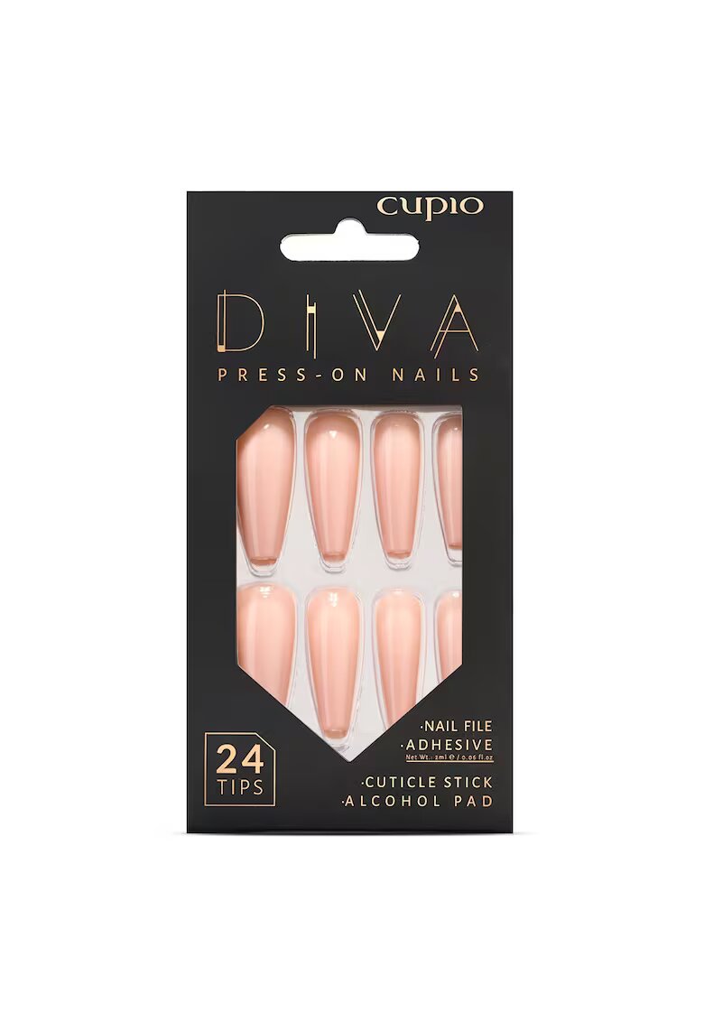 Cupio Set unghii false Perfect Nude - 24 tipsuri - pila - adeziv - betisor - pad cu alcool