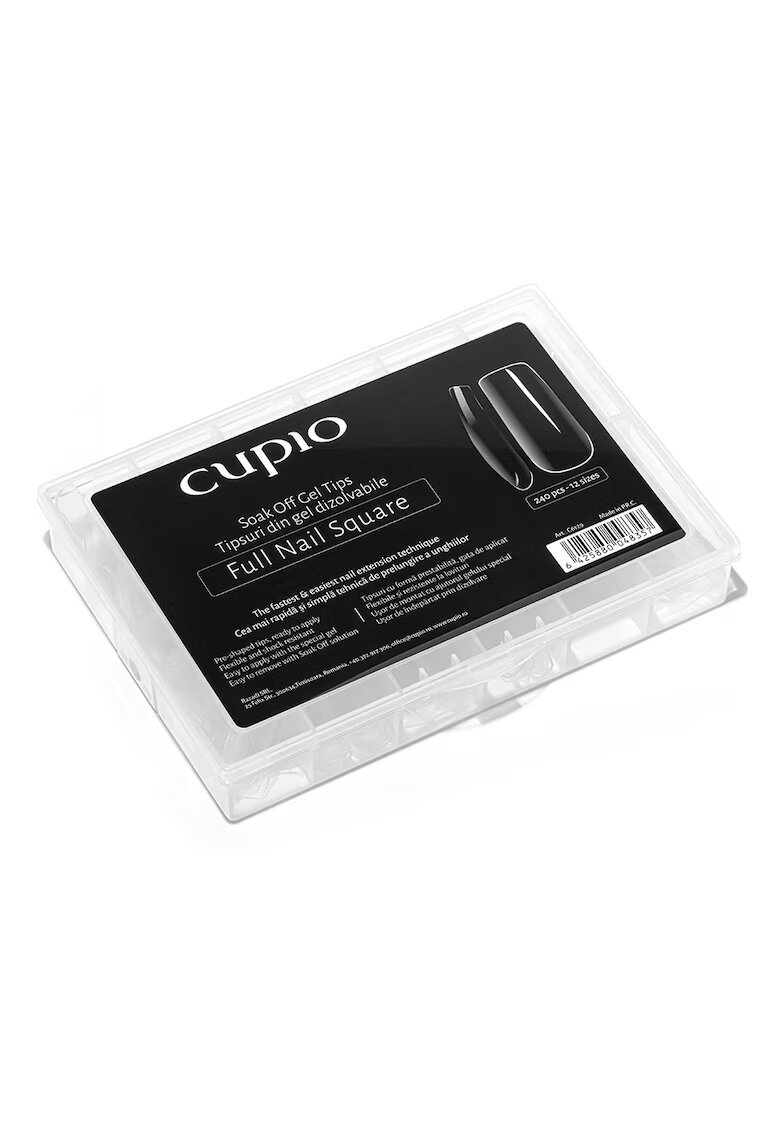 Cupio Tipsuri full nail dizolvabile set 240 buc - transparent - diverse marimi