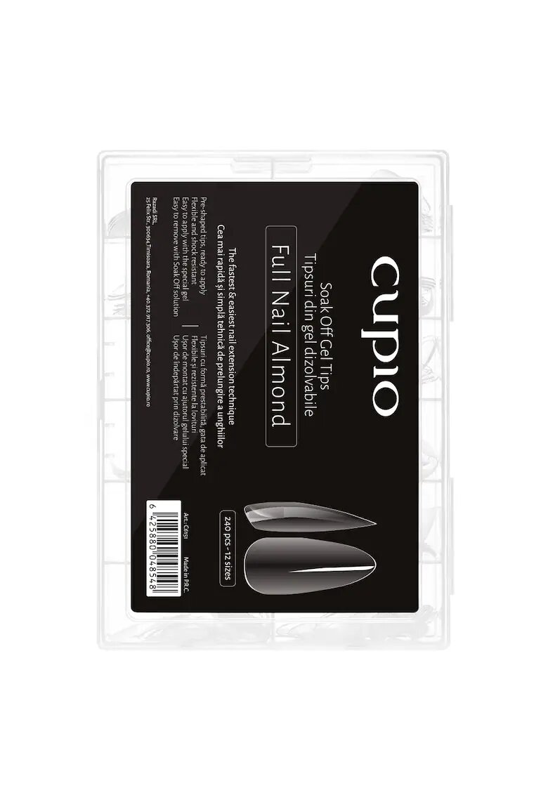 Cupio Tipsuri full nail dizolvabile set 240buc - transparent - forme prestabilite