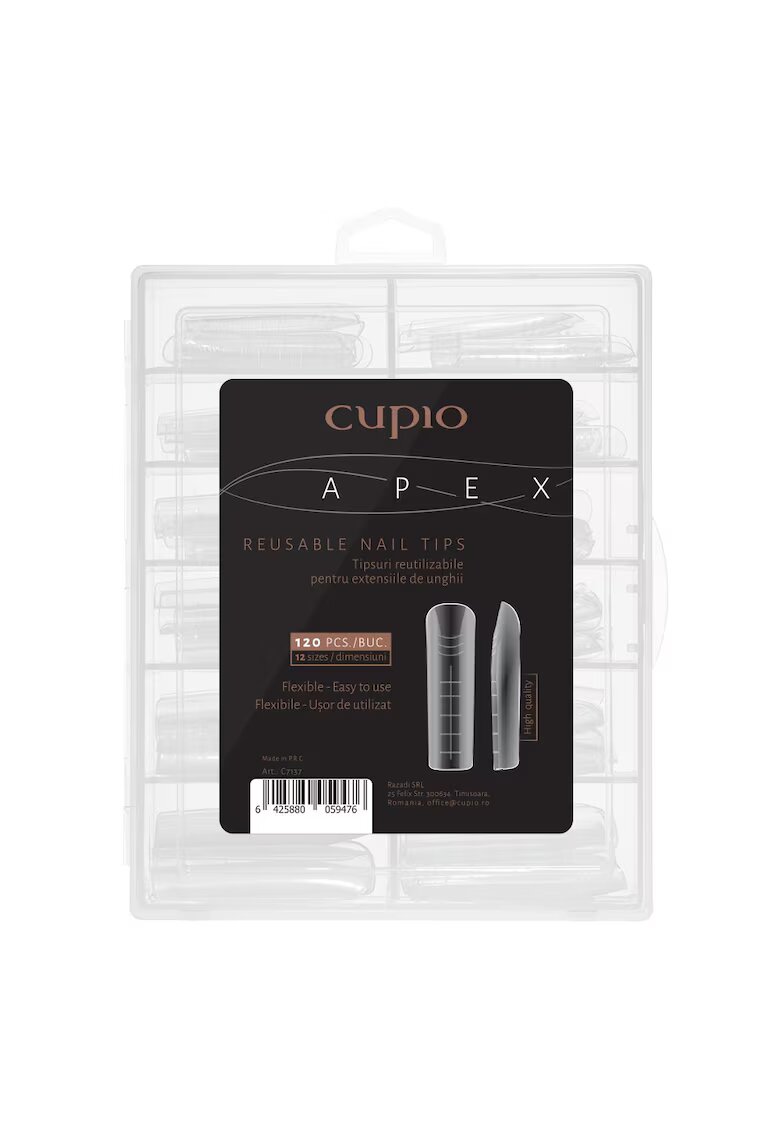 Cupio Tipsuri reutilizabile 50% apex - 120buc - transparent