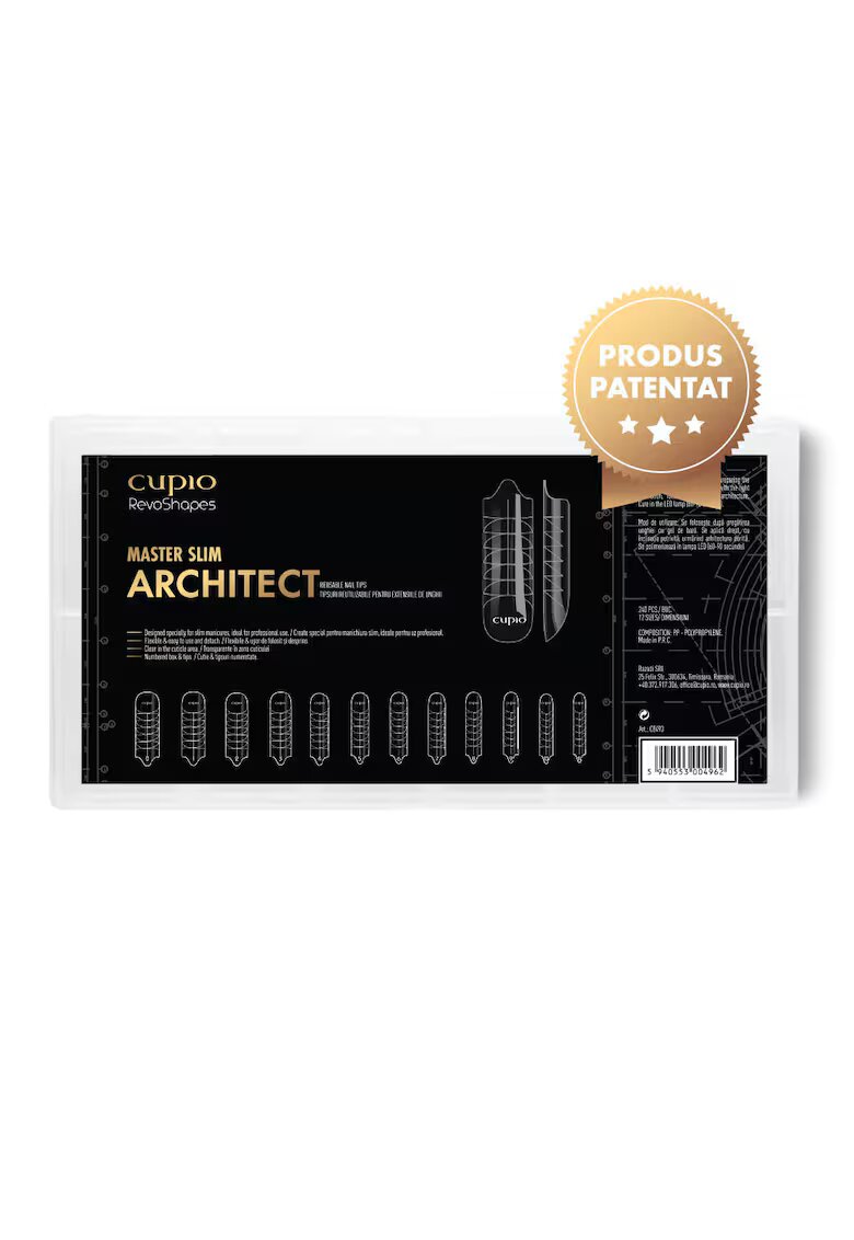 Cupio Tipsuri reutilizabile Master Slim Architect - transparente - set 240 buc - foarte subtiri - flexibile