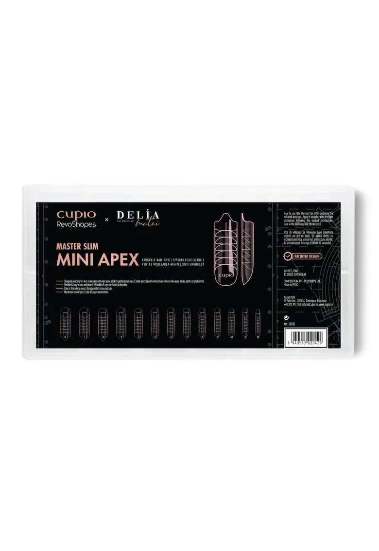 Cupio Tipsuri reutilizabile - Master Slim Mini Apex - 260 buc - transparente