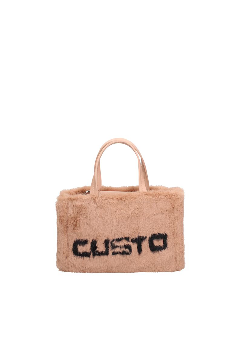 Custo Barcelona Geanta tote de blana sintetica cu logo - Bej inchis
