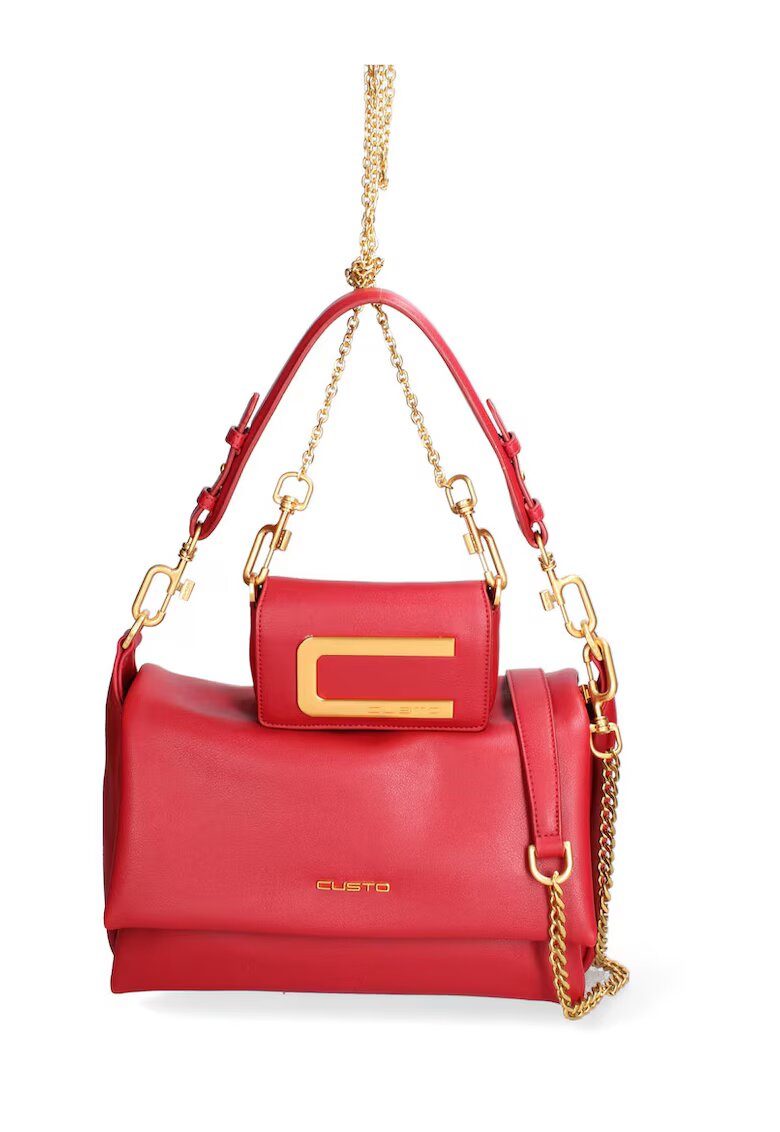 Custo Barcelona Set de geanta de piele ecologica cu bareta de uamr si geanta crossbody Floriana Prime - Rosu
