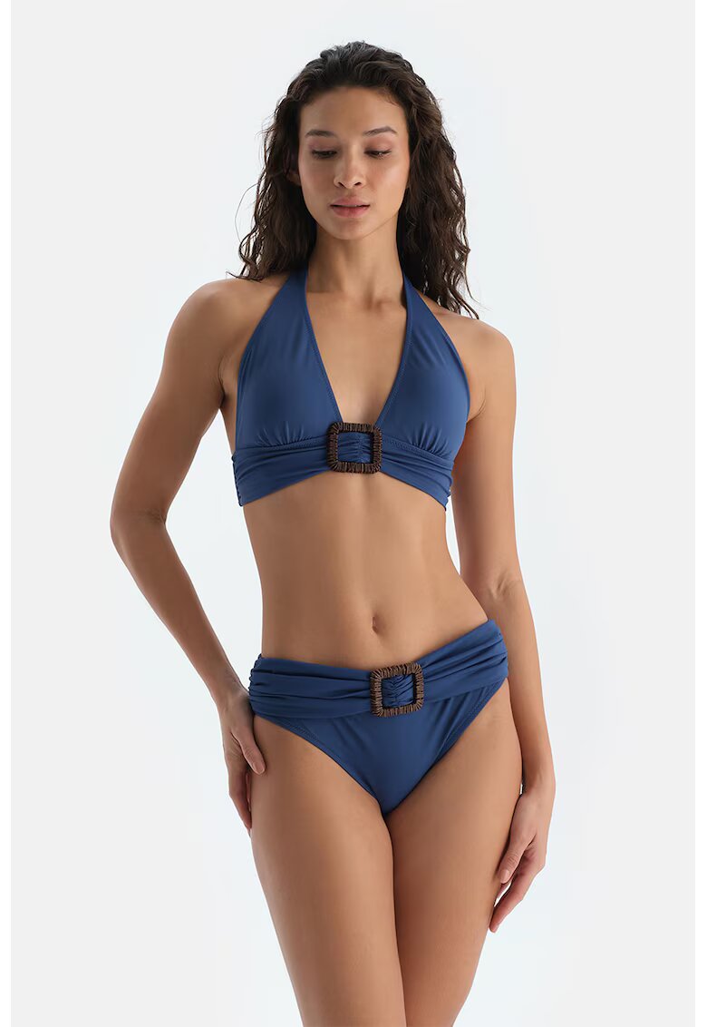 DAGI Bikini brazilieni cu talie elastica - Negru/Maro/Albastru inchis