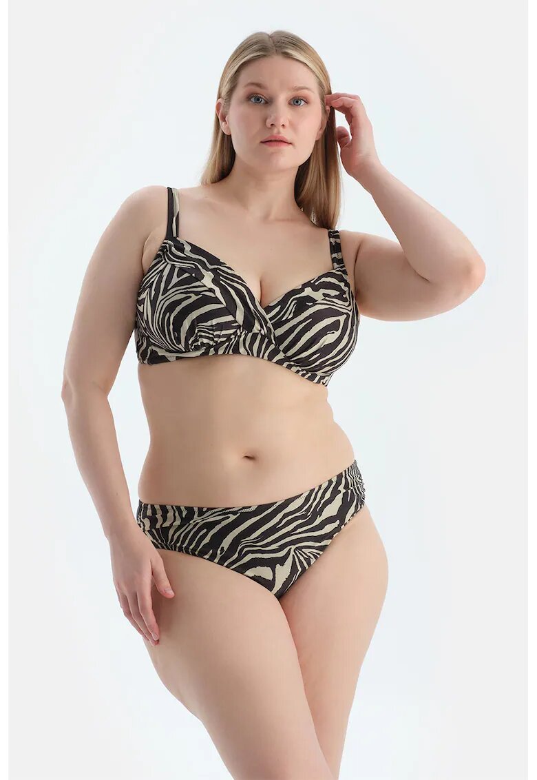 DAGI Bikini cu model in dungi - Negru/Bej