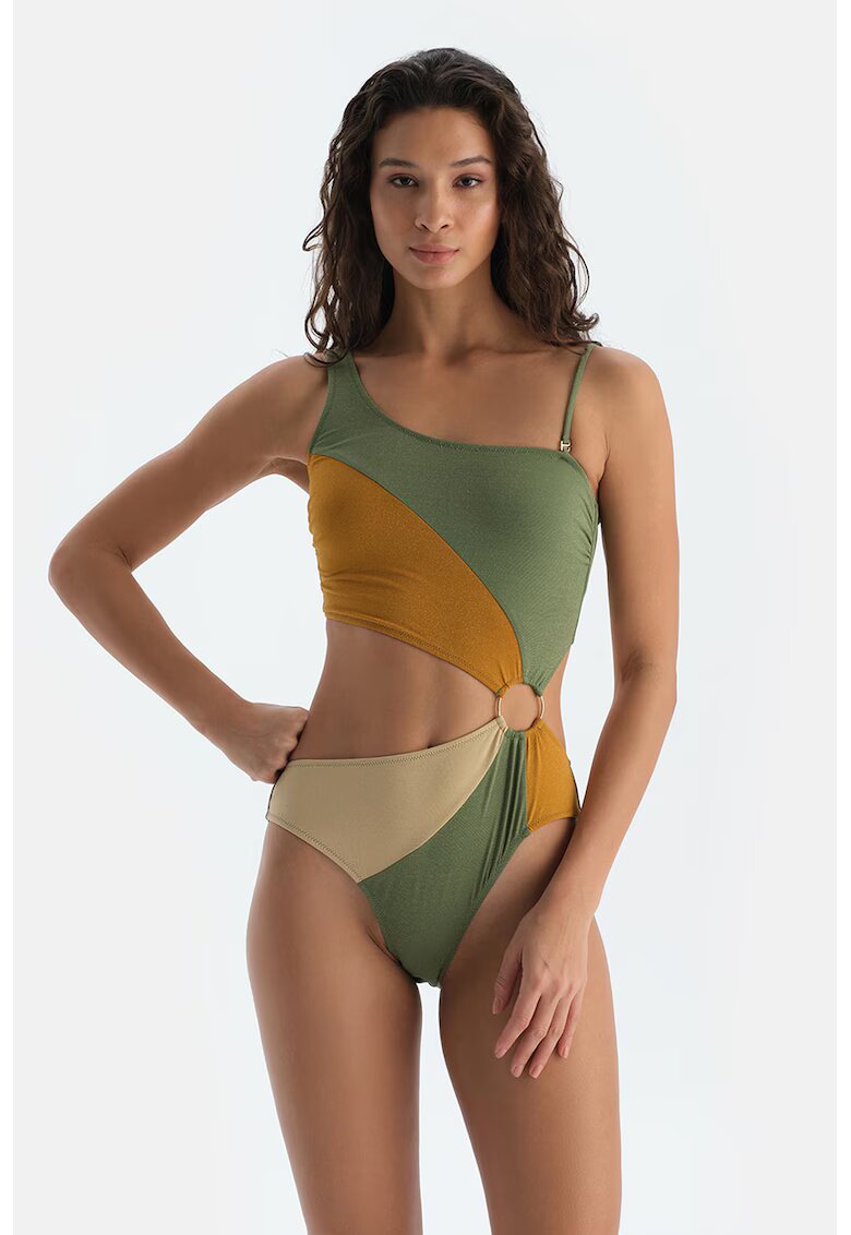 DAGI Costum de baie intreg cu model colorblock - Maro scortisoara/Maro camel