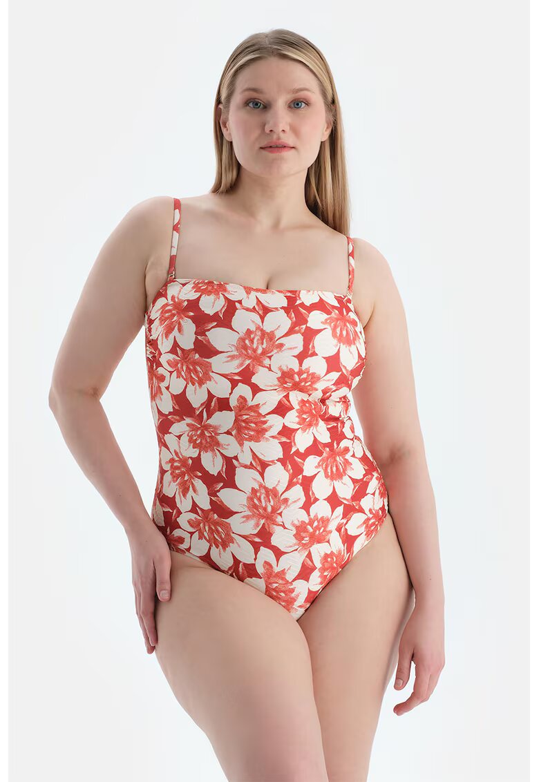DAGI Costum de baie intreg cu model floral - Rosu/Alb