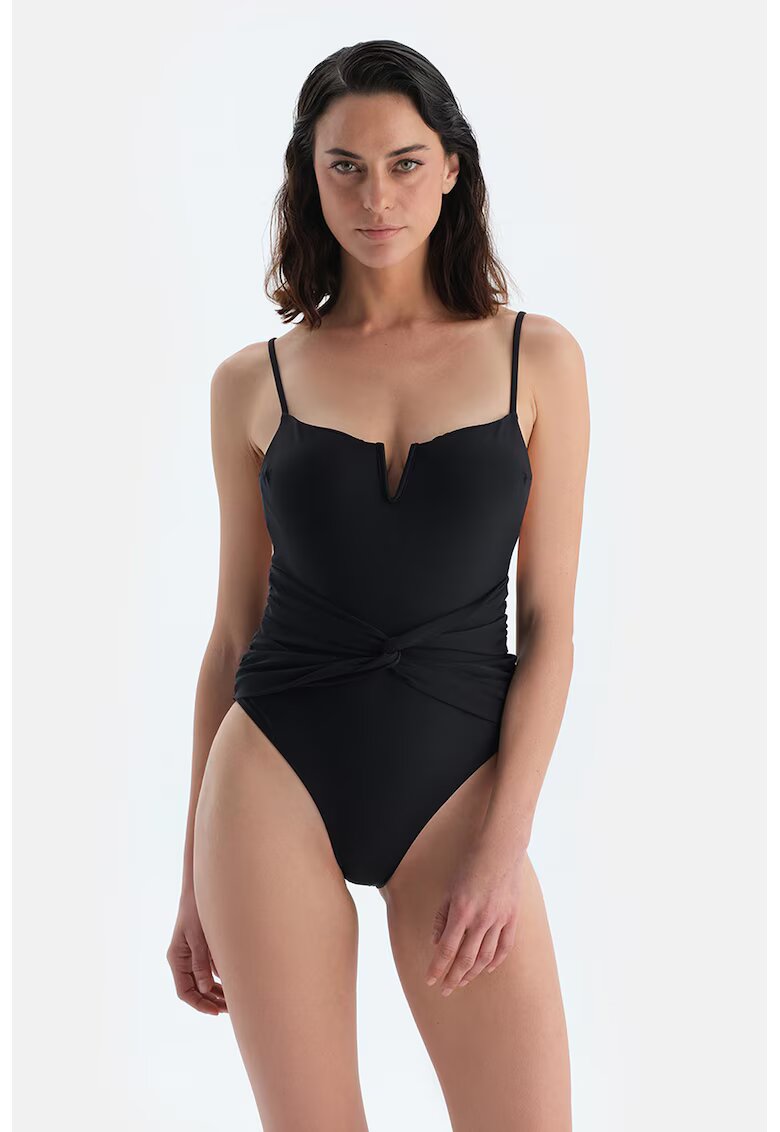DAGI Costum de baie uni intreg cu nod frontal - Negru