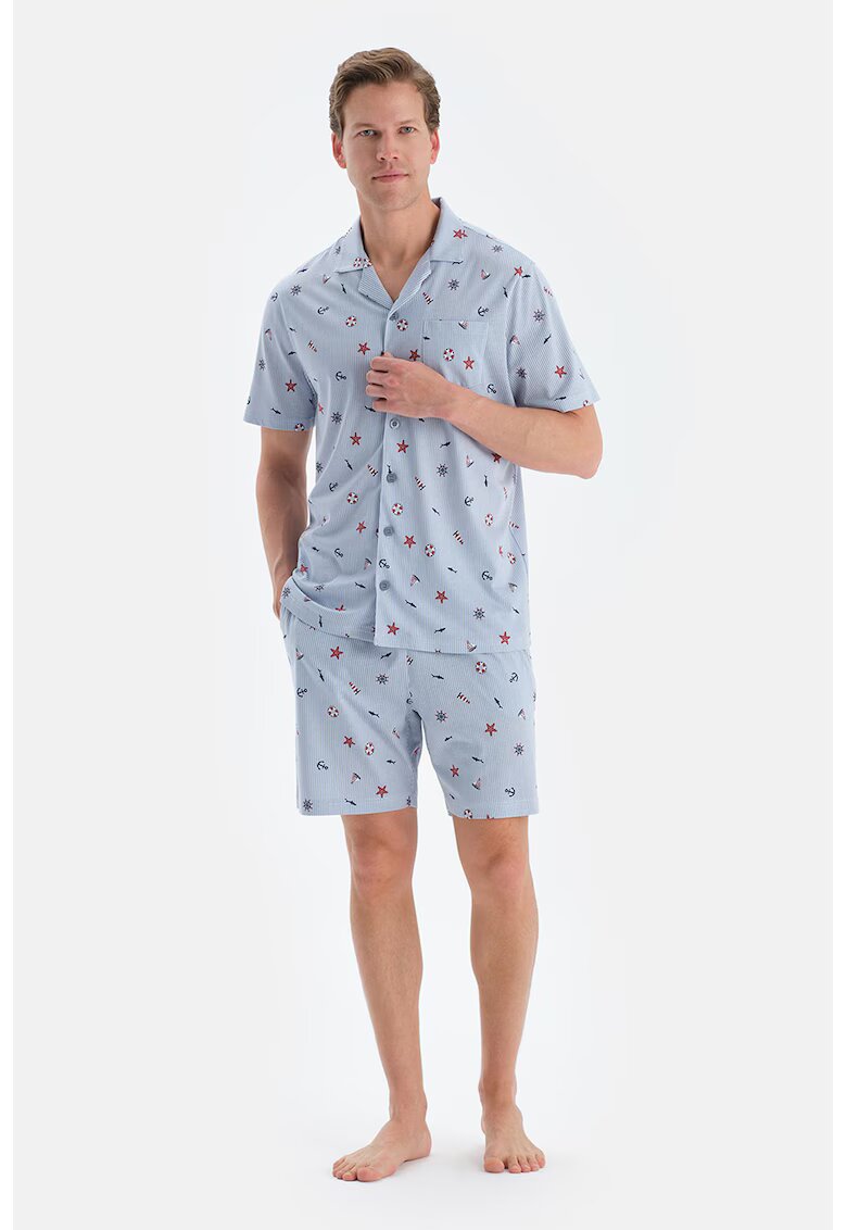 DAGI Pantaloni de pijama din amestec de modal - Albastru deschis