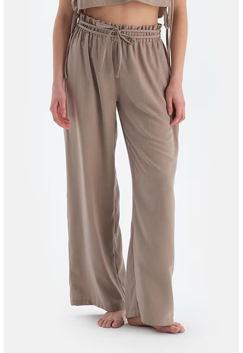 DAGI Pantaloni de plaja cu talie inalta - Maro taupe deschis