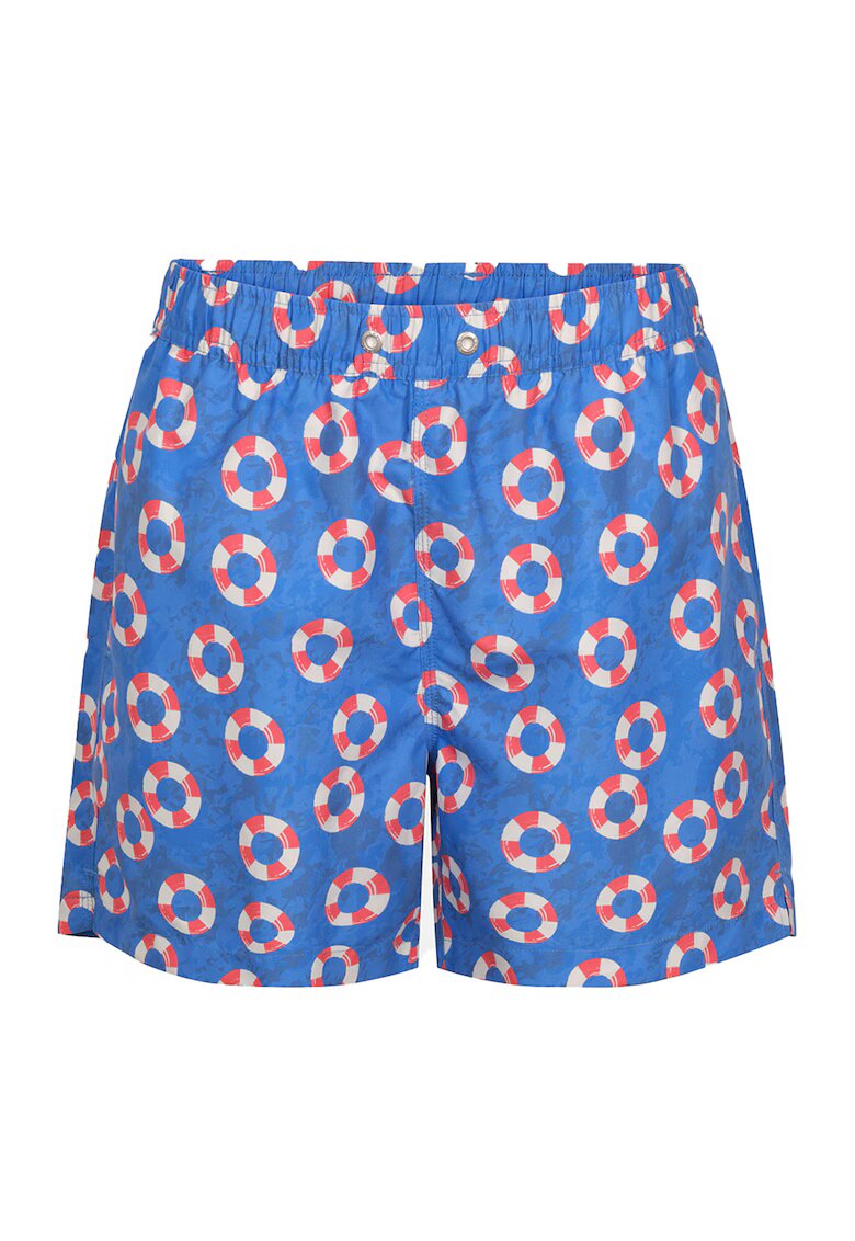 DAGI Pantaloni scurti de baie cu model si talie elastica - Coral/Albastru deschis