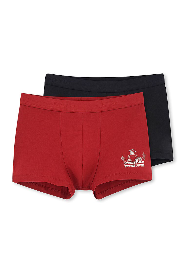DAGI Set de boxeri din amestec de bumbac - 2 perechi - Negru/Rosu inchis