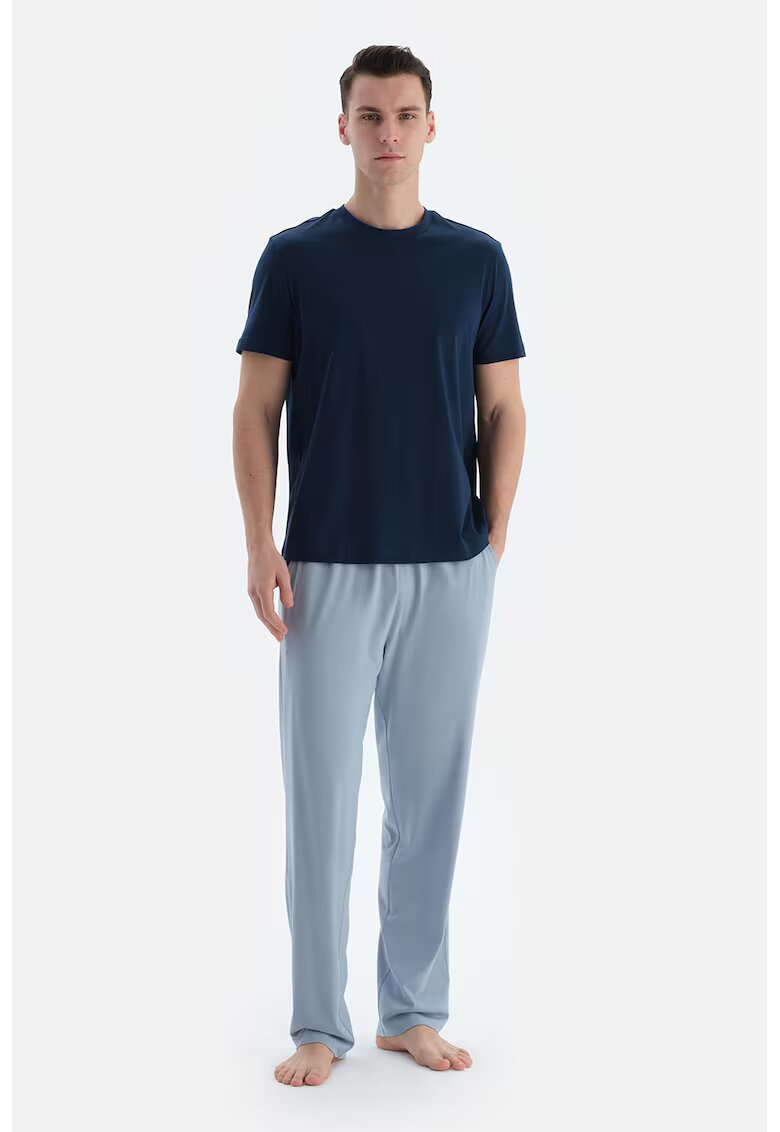 DAGI Set de pantaloni de pijama cu talie ajustabila - 2 perechi - Albastru glaciar/Bleumarin
