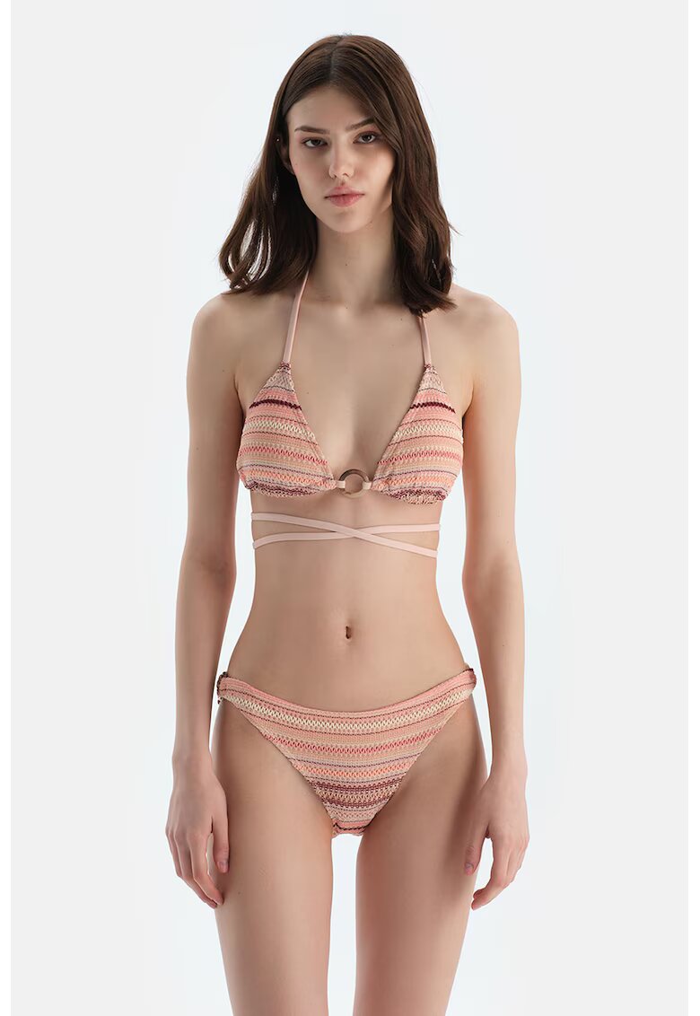 DAGI Slip cu model in dungi - Maro/Bej/Roz