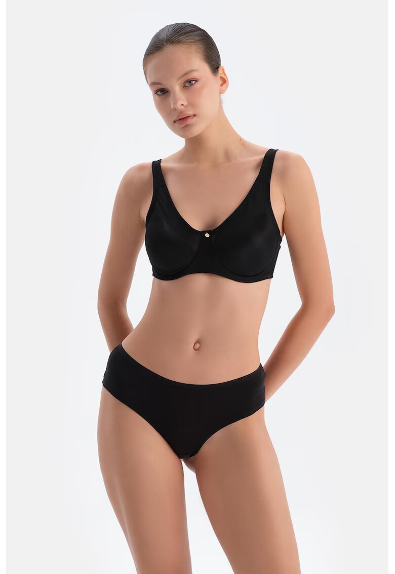 DAGI Sutien cu insertii din plasa - Negru