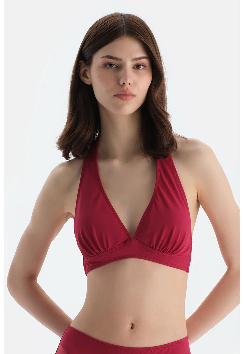 DAGI Sutien de baie cu burete si decolteu halter - Rosu stins