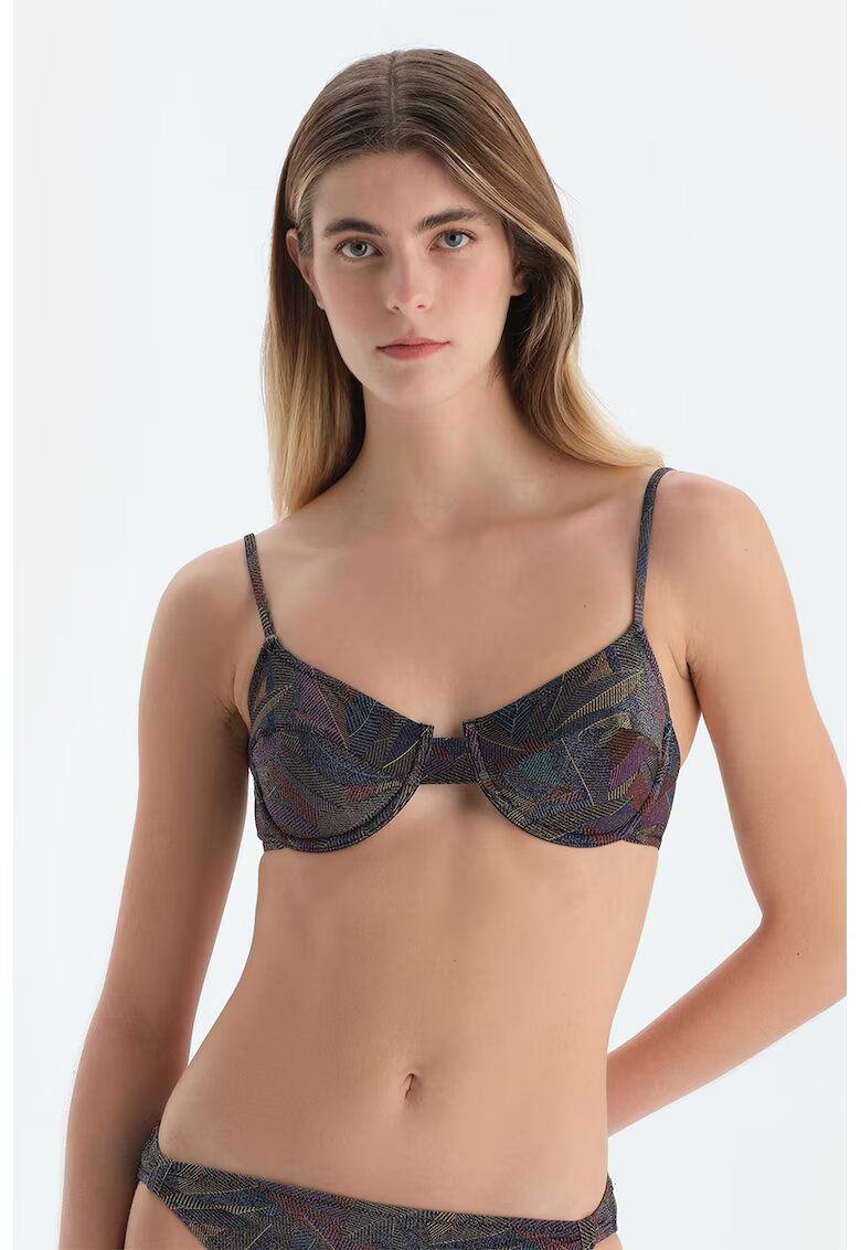 DAGI Sutien de baie cu model - Albastru inchis/Kaki inchis