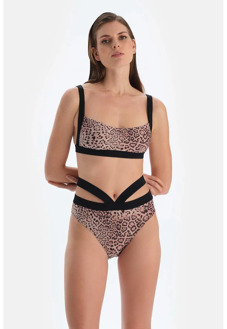 DAGI Sutien de baie cu model animal print - Negru/Maro/Bej