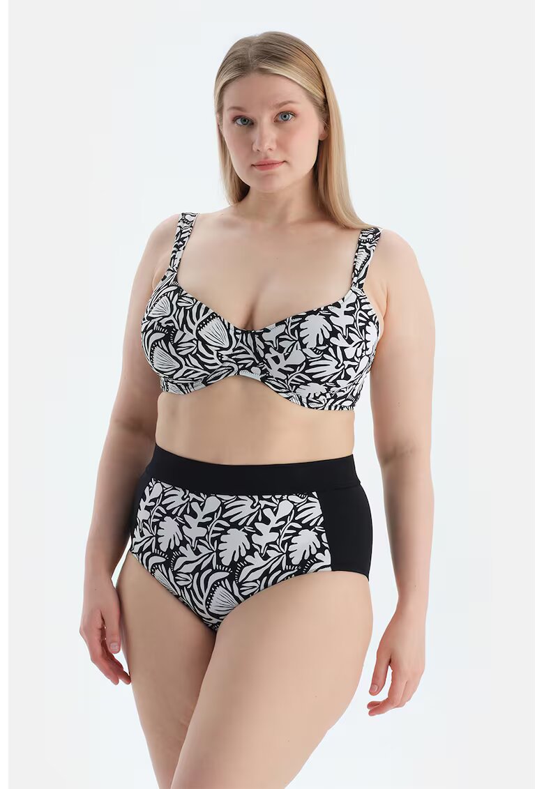 DAGI Sutien de baie cu model grafic - Alb/Negru